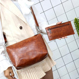 Ladies retro four-piece large-capacity PU picture-mother bag, solid color handbag, one-shoulder diagonal bag